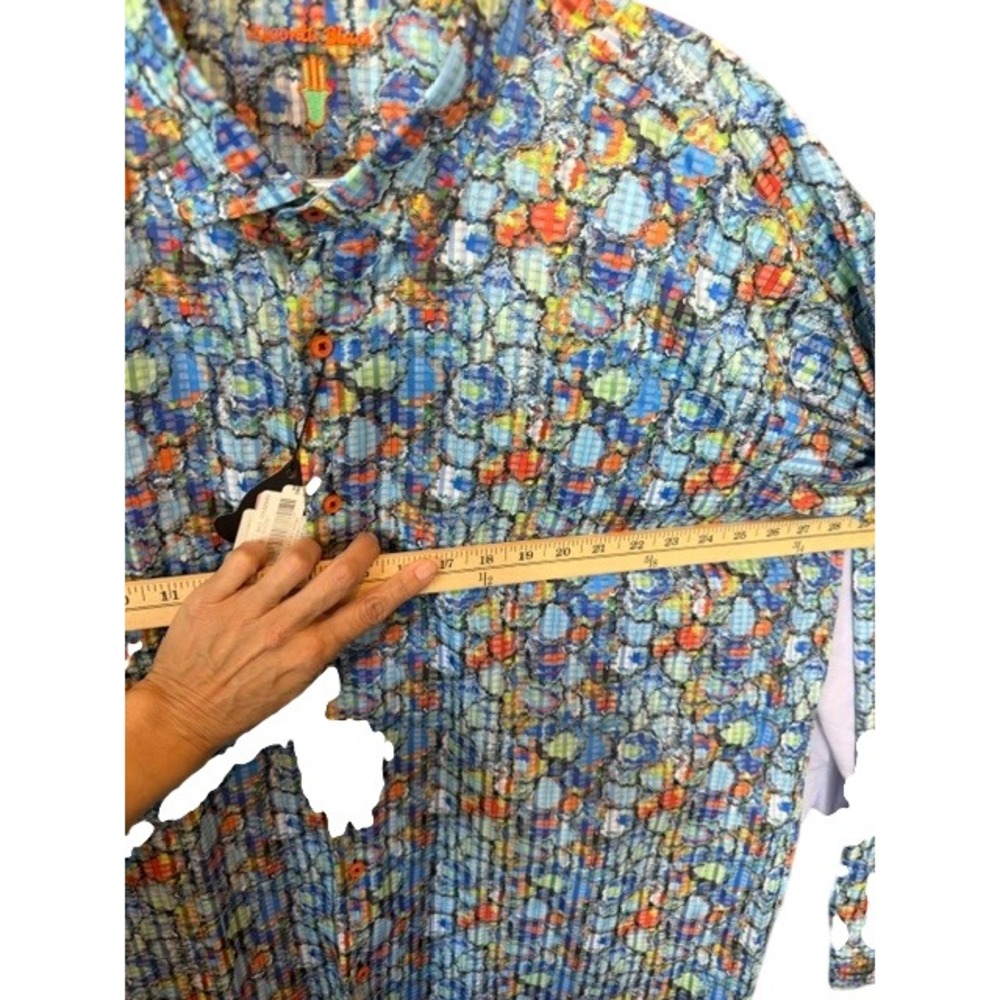 Luchiano Visconti Black Label Shirt 2XLT NWT Big Tall Abstract Blue Button Up - Picture 8 of 8
